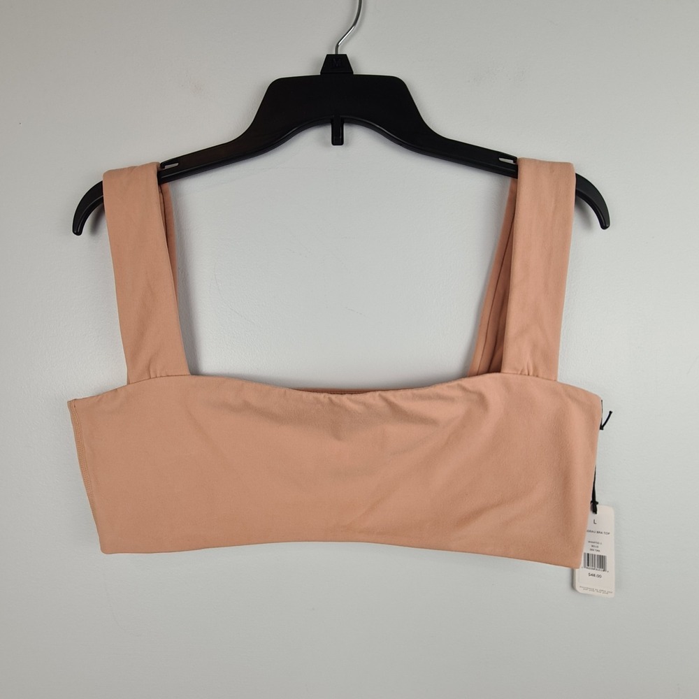 WEWOREWHAT Bandeau Bra Top Tan Women's Size Large Square Neck Streetwear‎  Sexy